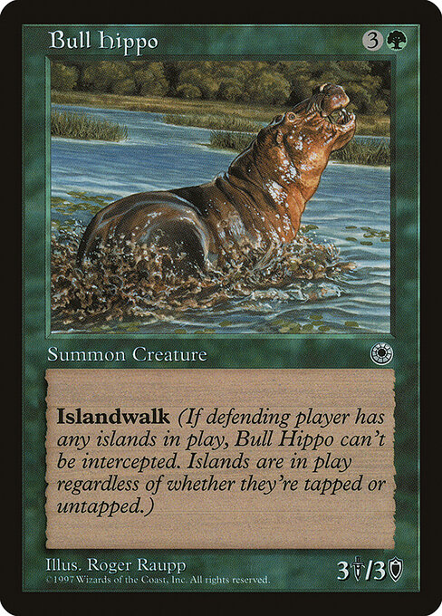 Hipopótamo macho (Bull Hippo) - Urza's Saga (#239) - Illustrated by Daren Bader - Magic: The Gathering Card
