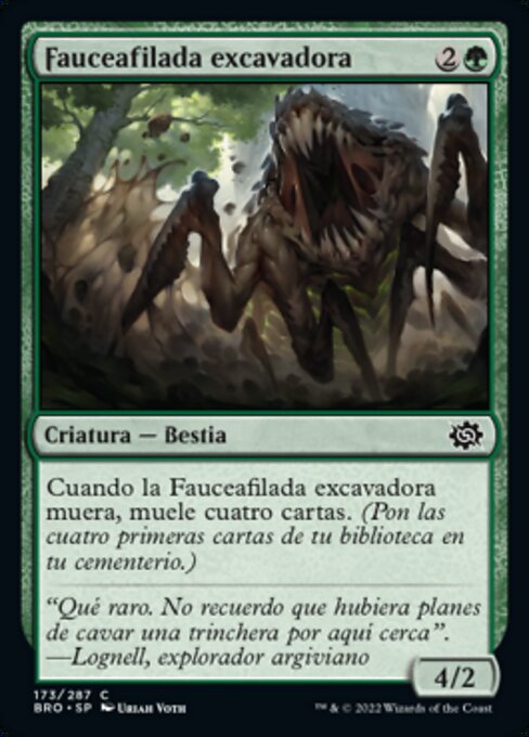 穴掘り剃刀大口 (Burrowing Razormaw) - The Brothers' War (#173) - Illustrated by Uriah Voth - Magic: The Gathering Card