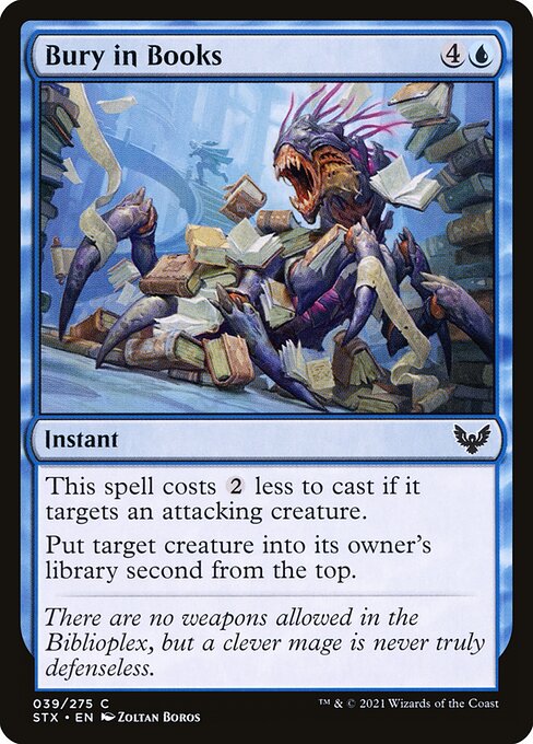 Bury in Books - Strixhaven: School of Mages (#39) - Illustrated by Zoltan Boros - Magic: The Gathering Card