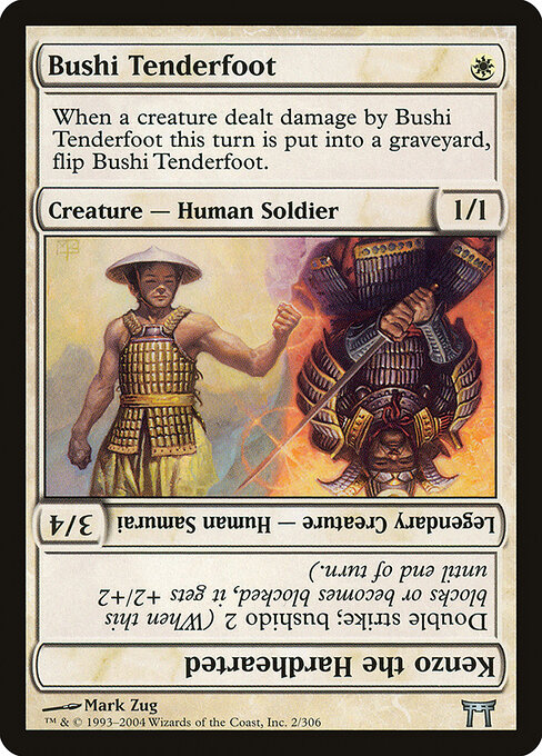 Bushi Tenderfoot // Kenzo the Hardhearted - Champions of Kamigawa (#2) - Illustrated by Mark Zug - Magic: The Gathering Card