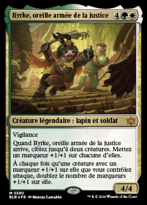 Byrke, oreille armée de la justice (Byrke, Long Ear of the Law) - Bloomburrow (#380) - Illustrated by Manuel Castañón - Magic: The Gathering Card