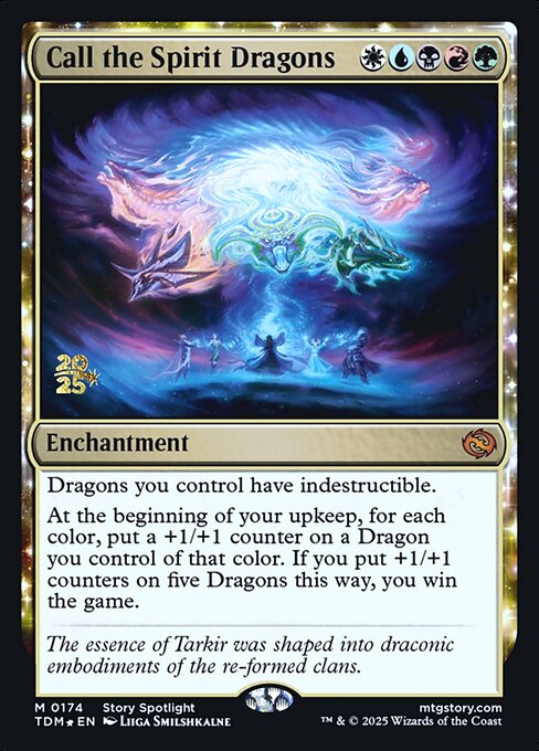 Evocare gli Spiriti Drago (Call the Spirit Dragons) - Tarkir: Dragonstorm (#309) - Illustrated by Dibujante Nocturno - Magic: The Gathering Card