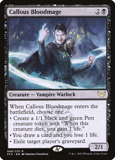 Callous Bloodmage - Strixhaven: School of Mages (#66) - Illustrated by Jokubas Uogintas - Magic: The Gathering Card