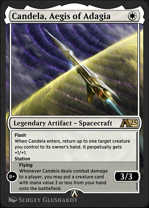 Candela, Aegis of Adagia - Alchemy: Edge of Eternities (#1) - Illustrated by Sergey Glushakov - Magic: The Gathering Card