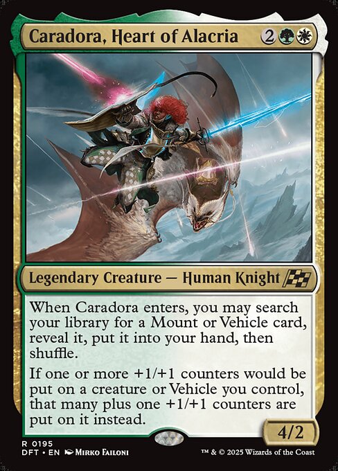 Caradora, Heart of Alacria - Aetherdrift (#195) - Illustrated by Mirko Failoni - Magic: The Gathering Card