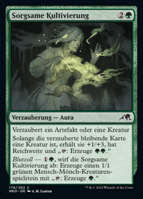Sorgsame Kultivierung (Careful Cultivation) - Kamigawa: Neon Dynasty (#178) - Illustrated by A. M. Sartor - Magic: The Gathering Card