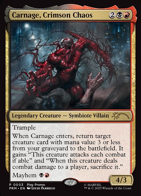 Carnage, Crimson Chaos - Wizards Play Network 2025 (#13) - Illustrated by Lucio Parrillo - Magic: The Gathering Card