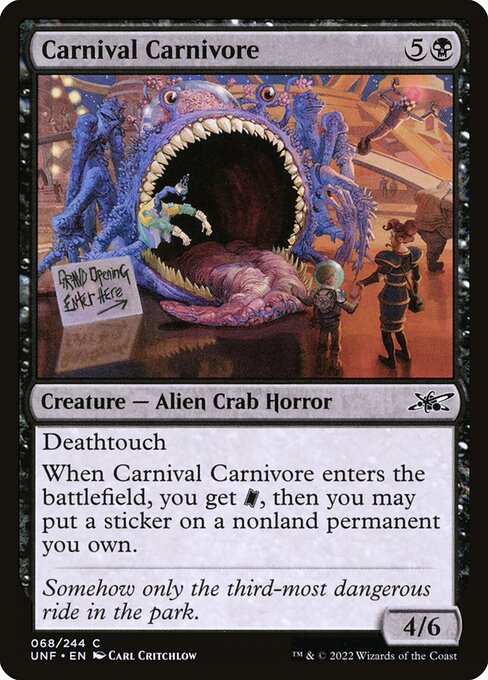 Carnival Carnivore - Unfinity (#68) - Illustrated by Carl Critchlow - Magic: The Gathering Card
