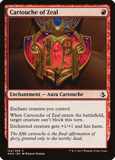 Cartouche of Zeal - Amonkhet (#124) - Illustrated by Kieran Yanner - Magic: The Gathering Card