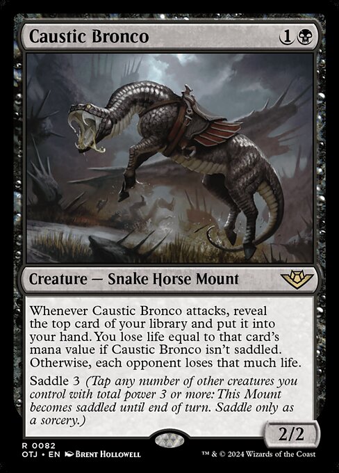 Caustic Bronco - Outlaws of Thunder Junction (#82) - Illustrated by Brent Hollowell - Magic: The Gathering Card