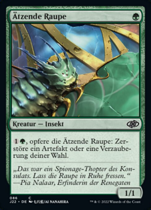 Ätzende Raupe (Caustic Caterpillar) - Jumpstart 2022 (#86) - Illustrated by Ai Nanahira - Magic: The Gathering Card