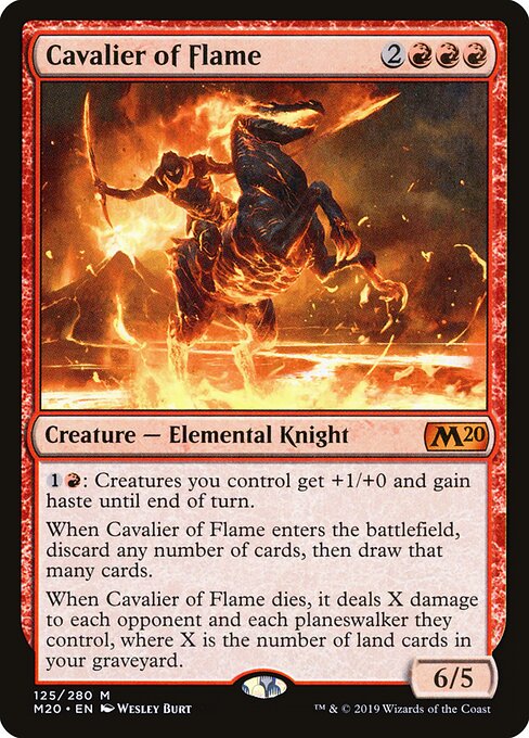 Reiter der Flammen (Cavalier of Flame) - Core Set 2020 (#125) - Illustrated by Wesley Burt - Magic: The Gathering Card