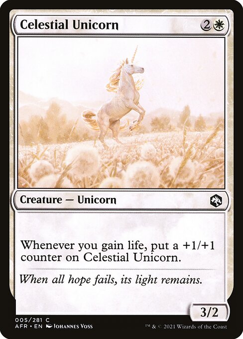 Celestial Unicorn - Adventures in the Forgotten Realms (#5) - Illustrated by Johannes Voss - Magic: The Gathering Card
