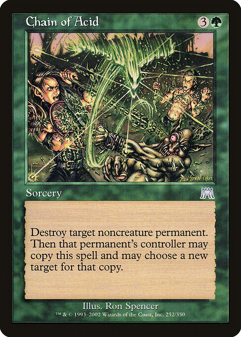 強酸の連鎖 (Chain of Acid) - Onslaught (#252) - Illustrated by Ron Spencer - Magic: The Gathering Card