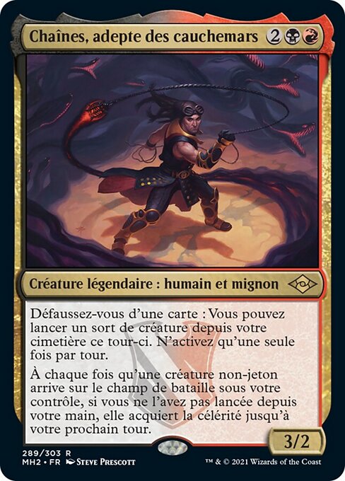 Chaînes, adepte des cauchemars (Chainer, Nightmare Adept) - Modern Horizons 2 (#289) - Illustrated by Steve Prescott - Magic: The Gathering Card