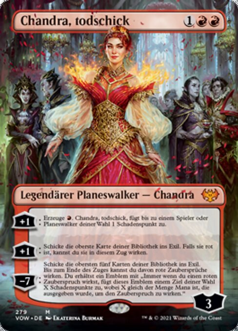 Chandra dall'Eleganza Letale (Chandra, Dressed to Kill) - Innistrad: Crimson Vow (#279) - Illustrated by Ekaterina Burmak - Magic: The Gathering Card