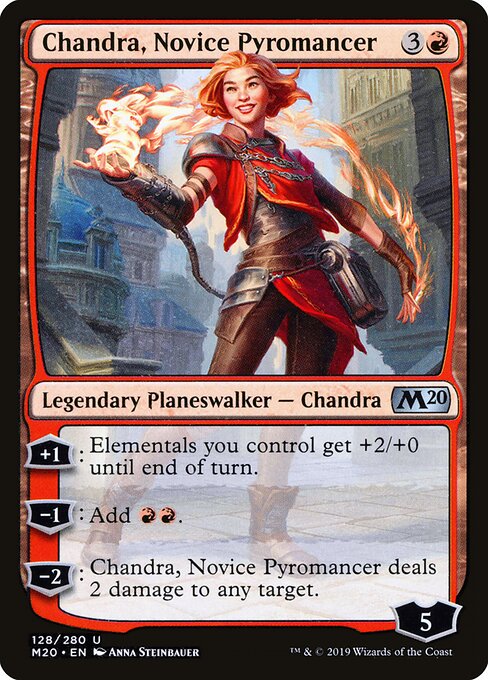 新米紅蓮術師、チャンドラ (Chandra, Novice Pyromancer) - Core Set 2020 (#128) - Illustrated by Anna Steinbauer - Magic: The Gathering Card