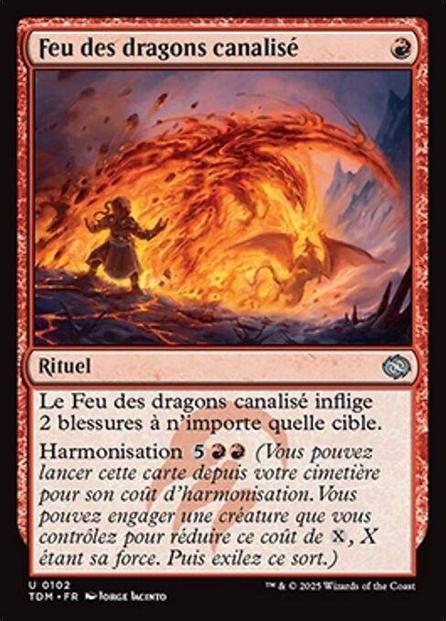 Gelenktes Drachenfeuer (Channeled Dragonfire) - Tarkir: Dragonstorm (#102) - Illustrated by Jorge Jacinto - Magic: The Gathering Card