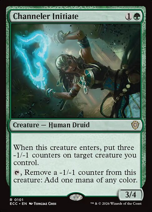Iniziata Incanalatrice (Channeler Initiate) - Lorwyn Eclipsed Commander (#101) - Illustrated by Yongjae Choi - Magic: The Gathering Card