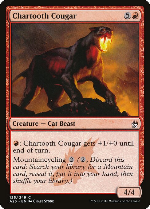 Puma colmillos carbonizados (Chartooth Cougar) - Commander 2011 (#115) - Illustrated by Tony Szczudlo - Magic: The Gathering Card
