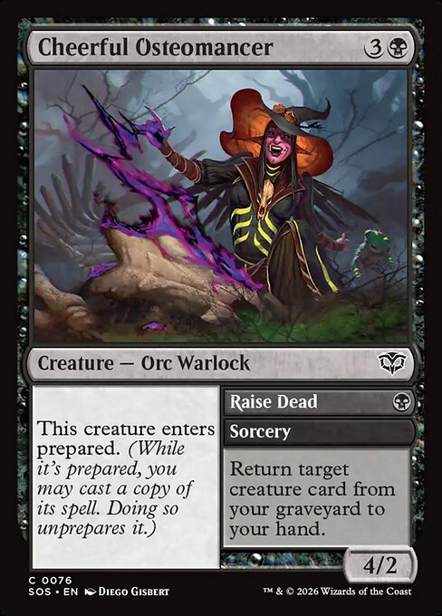 Cheerful Osteomancer // Raise Dead - Secrets of Strixhaven (#76) - Illustrated by Diego Gisbert - Magic: The Gathering Card