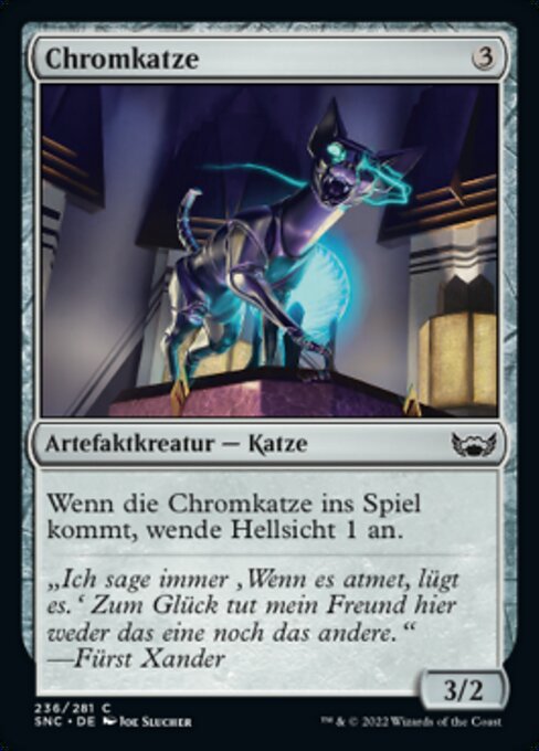 Хромированная Кошка (Chrome Cat) - Streets of New Capenna (#236) - Illustrated by Joe Slucher - Magic: The Gathering Card