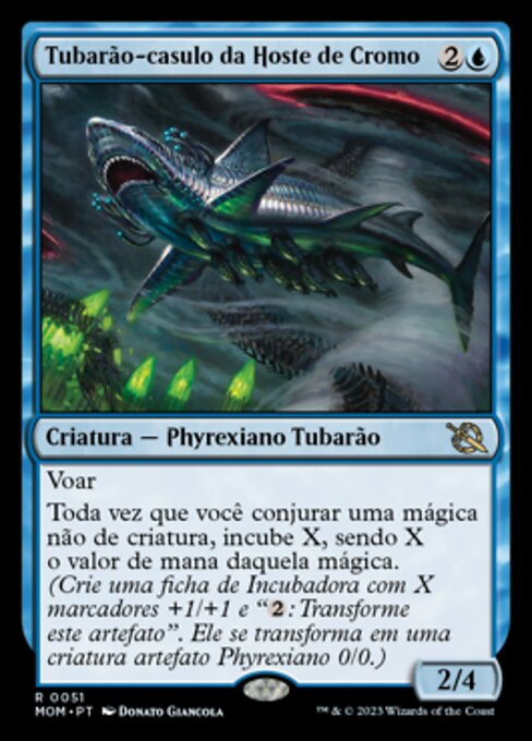 Squalo Baccello dell'Armata di Cromo (Chrome Host Seedshark) - March of the Machine (#51) - Illustrated by Donato Giancola - Magic: The Gathering Card