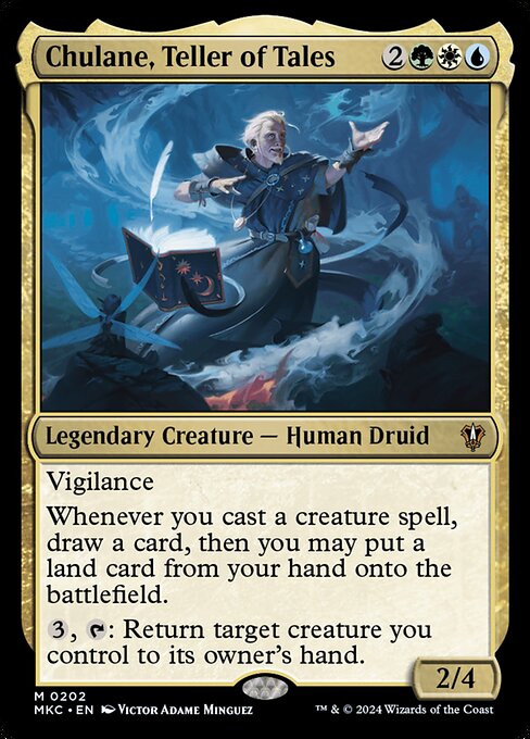 Chulane, Teller of Tales - Murders at Karlov Manor Commander (#202) - Illustrated by Victor Adame Minguez - Magic: The Gathering Card