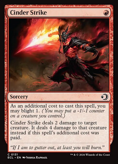 Golpe de ceniciento (Cinder Strike) - Lorwyn Eclipsed (#131) - Illustrated by Joshua Raphael - Magic: The Gathering Card
