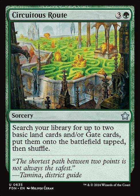 Circuitous Route - Foundations (#635) - Illustrated by Milivoj Ćeran - Magic: The Gathering Card