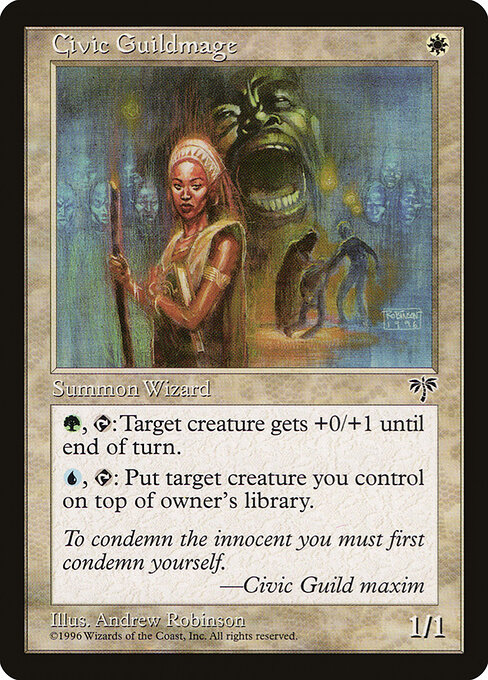 護民官ギルドの魔道士 (Civic Guildmage) - Mirage (#7) - Illustrated by Andrew Robinson - Magic: The Gathering Card