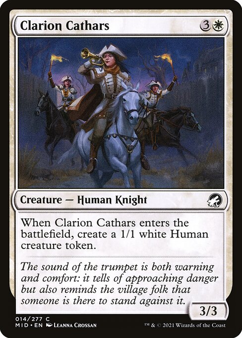Clarion Cathars - Innistrad: Midnight Hunt (#14) - Illustrated by Leanna Crossan - Magic: The Gathering Card