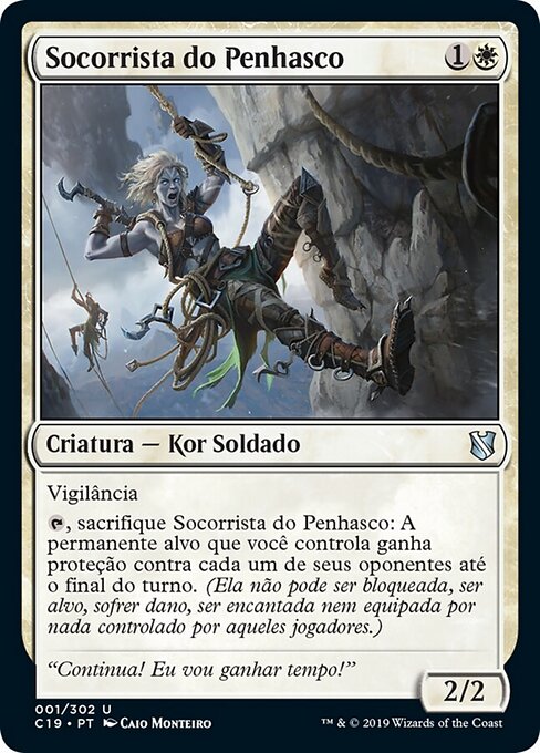 Socorrista do Penhasco (Cliffside Rescuer) - Commander 2019 (#1) - Illustrated by Caio Monteiro - Magic: The Gathering Card