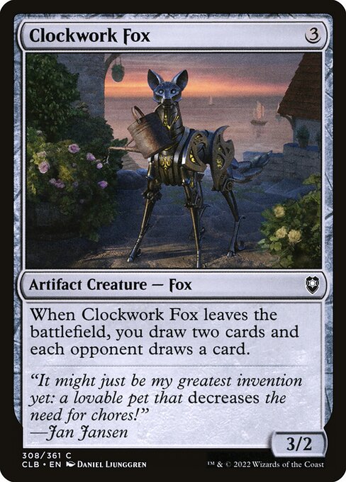 태엽장치 여우 (Clockwork Fox) - Commander Legends: Battle for Baldur's Gate (#308) - Illustrated by Daniel Ljunggren - Magic: The Gathering Card