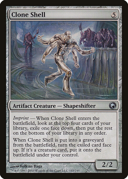Casca de Clone (Clone Shell) - Scars of Mirrodin (#143) - Illustrated by Volkan Baǵa - Magic: The Gathering Card