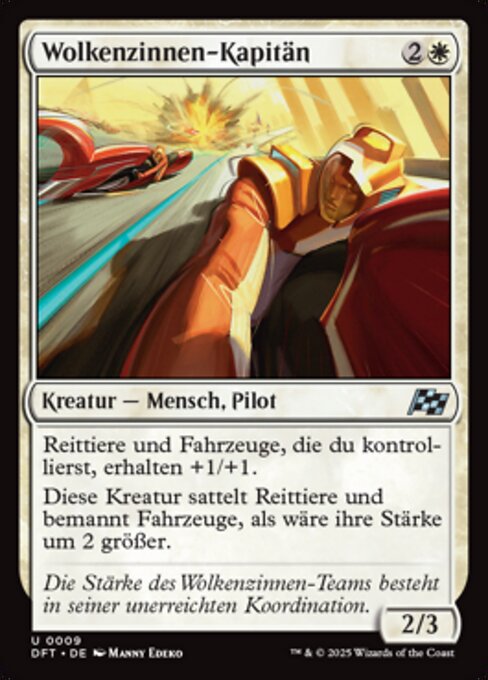 Wolkenzinnen-Kapitän (Cloudspire Captain) - Aetherdrift (#9) - Illustrated by Manny Edeko - Magic: The Gathering Card
