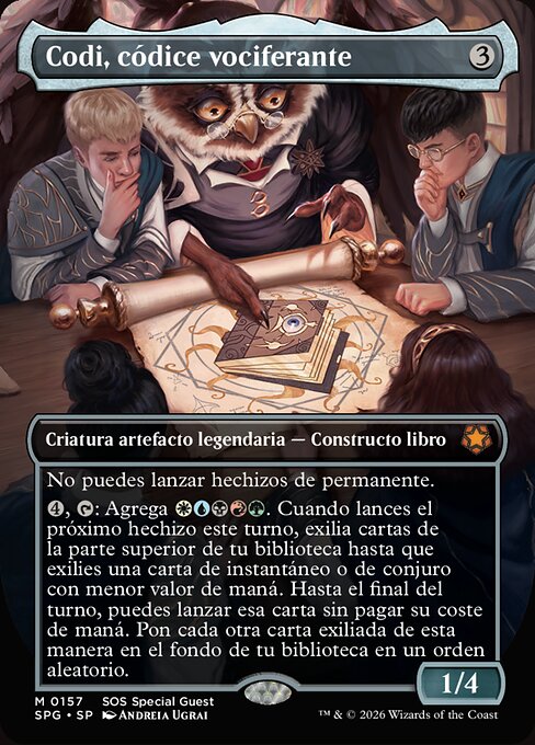 騒々しい写本、コーディ (Codie, Vociferous Codex) - Special Guests (#157) - Illustrated by Andreia Ugrai - Magic: The Gathering Card