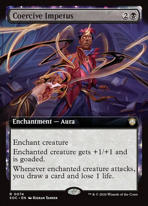 Zwingender Impuls (Coercive Impetus) - Secrets of Strixhaven Commander (#74) - Illustrated by Kieran Yanner - Magic: The Gathering Card