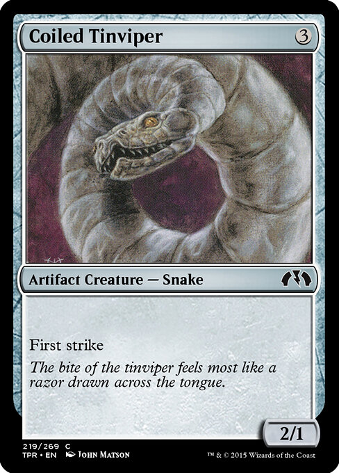 Coiled Tinviper - Tempest Remastered (#219) - Illustrated by John Matson - Magic: The Gathering Card