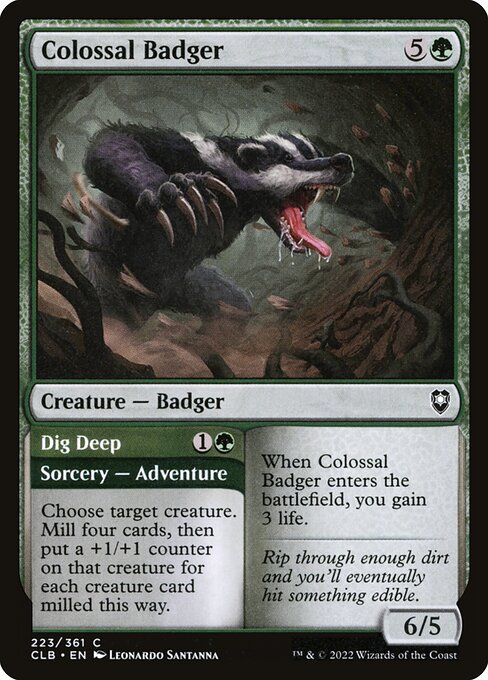 Colossal Badger // Dig Deep - Commander Legends: Battle for Baldur's Gate Magic card