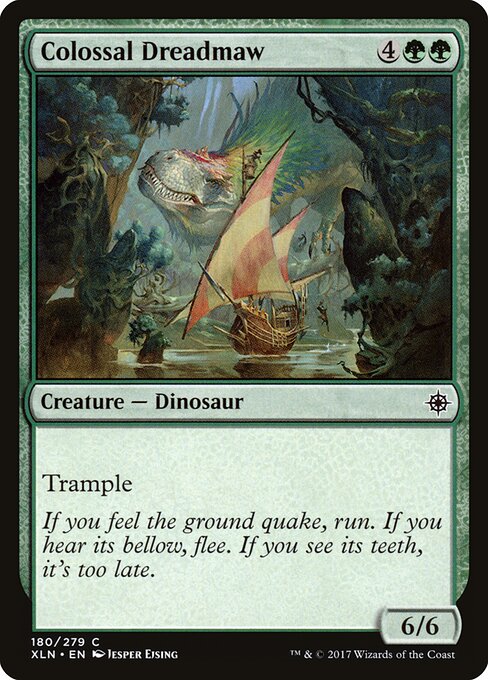 庞巨血口龙 (Colossal Dreadmaw) - Ixalan (#180) - Illustrated by Jesper Ejsing - Magic: The Gathering Card