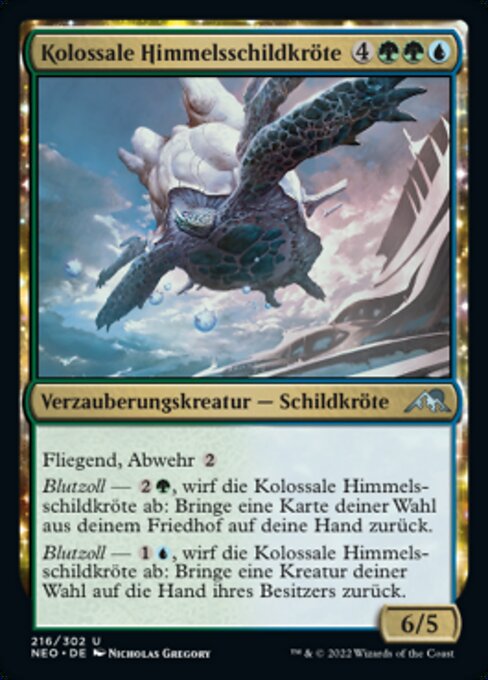 Kolossale Himmelsschildkröte (Colossal Skyturtle) - Kamigawa: Neon Dynasty (#216) - Illustrated by Nicholas Gregory - Magic: The Gathering Card