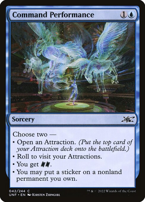 Command Performance - Unfinity (#42) - Illustrated by Kirsten Zirngibl - Magic: The Gathering Card