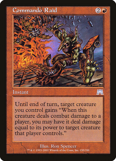 猛士の襲撃 (Commando Raid) - Onslaught (#195) - Illustrated by Ron Spencer - Magic: The Gathering Card