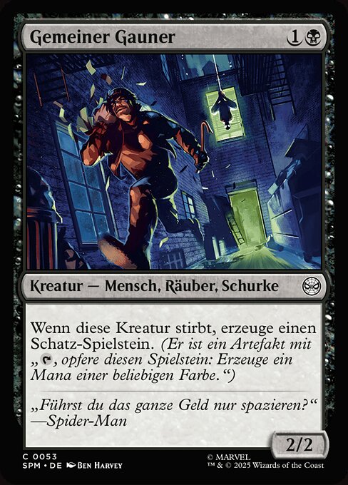 Volgare Delinquente (Common Crook) - Marvel's Spider-Man (#53) - Illustrated by Ben Harvey - Magic: The Gathering Card