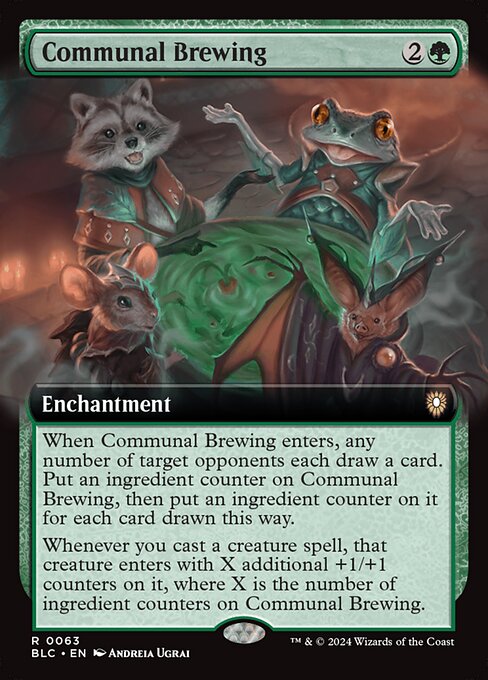 Saber lo que se cuece (Communal Brewing) - Bloomburrow Commander (#29) - Illustrated by Andreia Ugrai - Magic: The Gathering Card