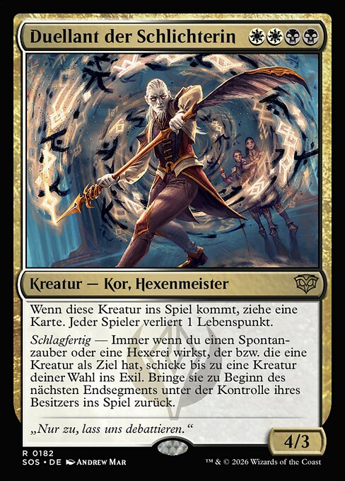 Duellante del Conciliatore (Conciliator's Duelist) - Secrets of Strixhaven (#182) - Illustrated by Andrew Mar - Magic: The Gathering Card