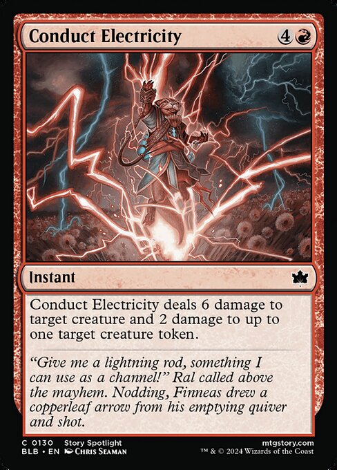Elektrizität leiten (Conduct Electricity) - Bloomburrow (#130) - Illustrated by Chris Seaman - Magic: The Gathering Card