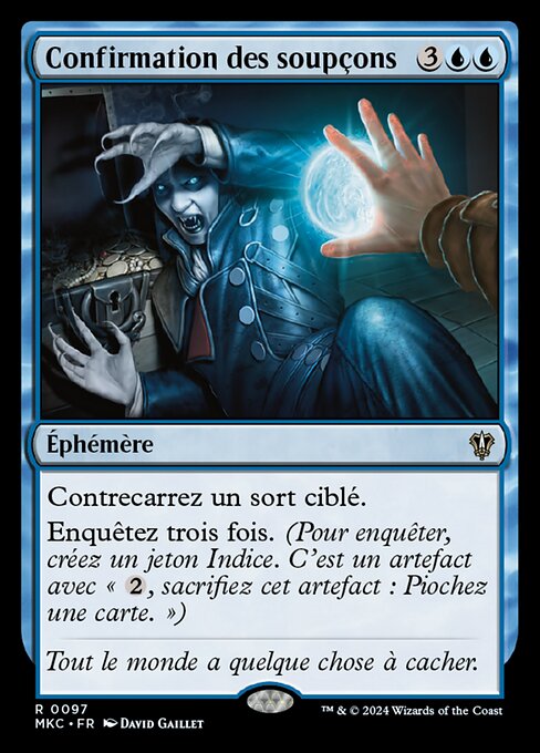 Confermare i Sospetti (Confirm Suspicions) - Shadows over Innistrad (#53) - Illustrated by David Gaillet - Magic: The Gathering Card