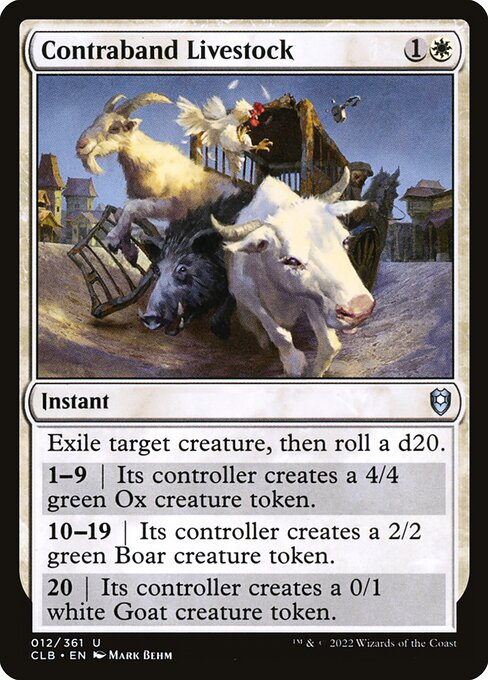 Contraband Livestock - Commander Legends: Battle for Baldur's Gate (#12) - Illustrated by Mark Behm - Magic: The Gathering Card